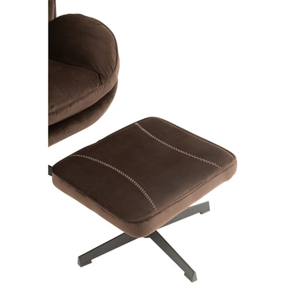 J-Line zetel Relax -+ voetbank - metaal/textiel - donkerbruin
