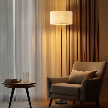 Home Sweet Home Cylindrische Corduroy Vloerlamp - Wit - ø40 x 165 cm