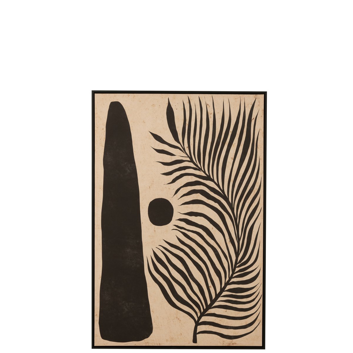 J-Line Kader Blad Abstract Hout/Canvas Bruin/Zwart