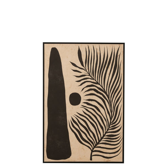 J-Line Kader Blad Abstract Hout/Canvas Bruin/Zwart