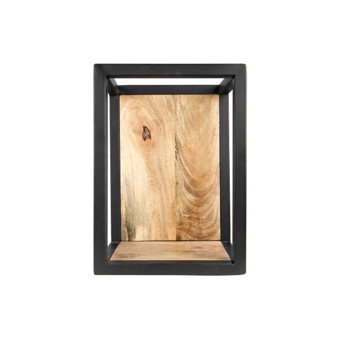 HSM Collection-Wandbox Levels -25x18x35-Naturel/Zwart-Mango/Metaal