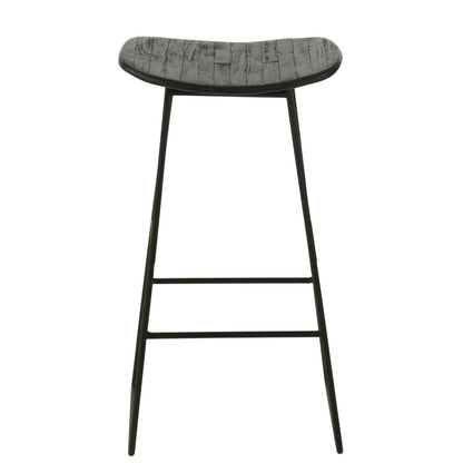 J-Line stoel Rechthoekig - gerecycleerd teak - zwart - large