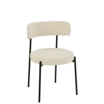 J-Line stoel Bouclé - multiplex/polyester - wit/zwart