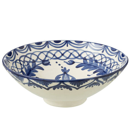 J-Line Lebrillo Schaal Granada Keramiek Wit/Kobaltoblauw