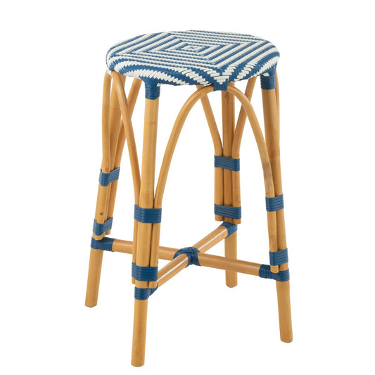 J-Line barkruk Live - rotan/kunststof - naturel/blauw