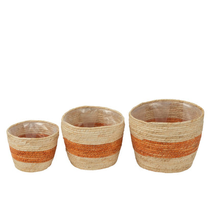 J-Line Set Van 3 Mand Streep Maïs Naturel/Oranje