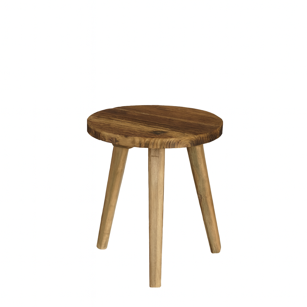 Bold Bijzettafel - H28 x Ø26 cm - Gerecycled Hout - Bruin