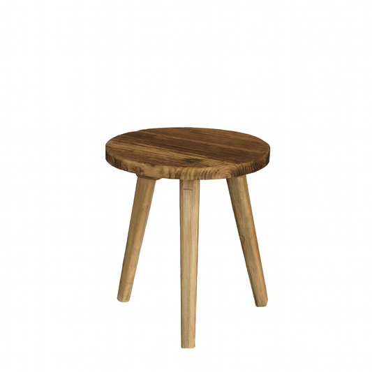Bold Bijzettafel - H28 x Ø26 cm - Gerecycled Hout - Bruin