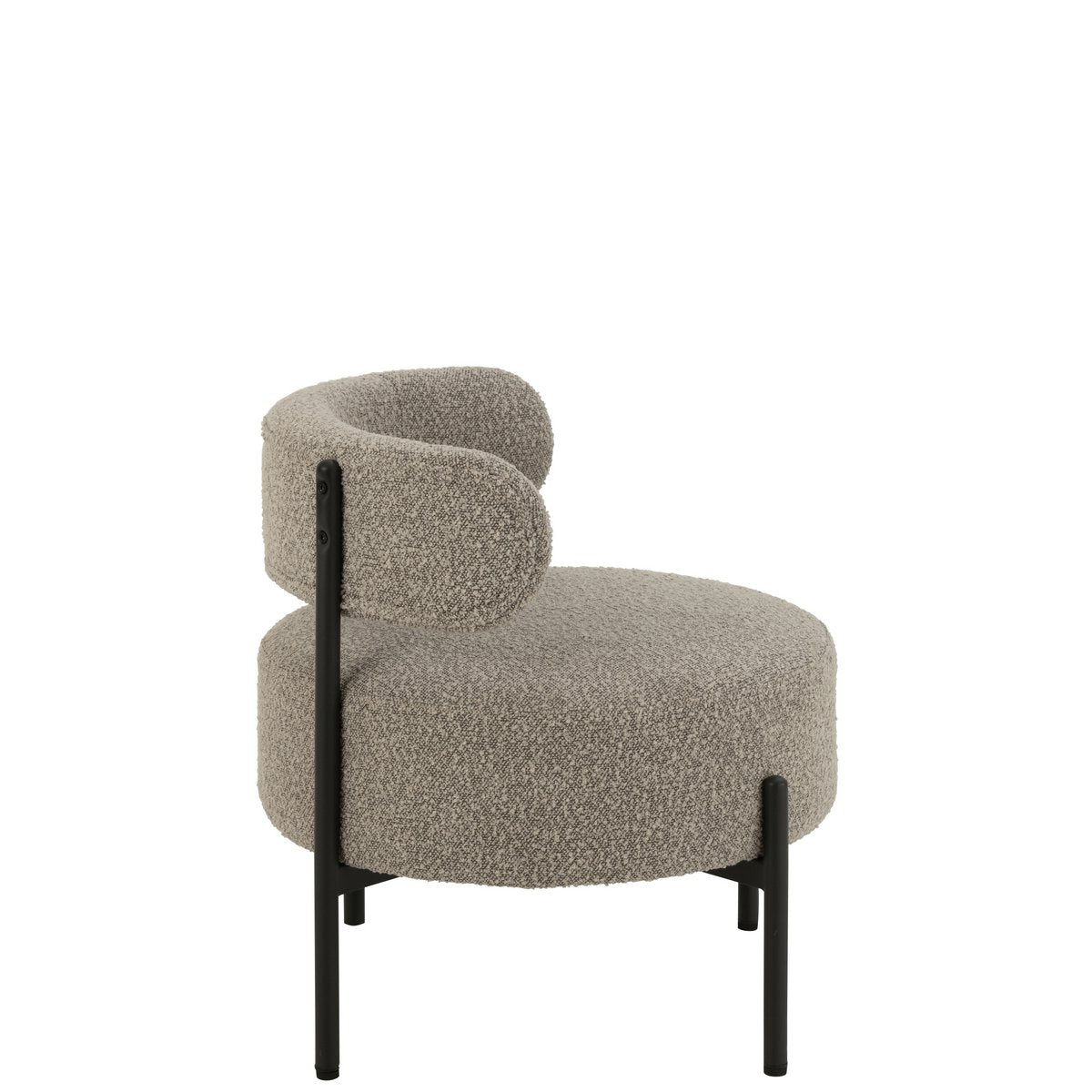 J-Line loungestoel Bouclé - multiplex/polyester - grijs/zwart