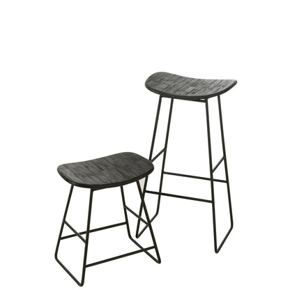 J-Line stoel Rechthoekig - gerecycleerd teak - zwart - large