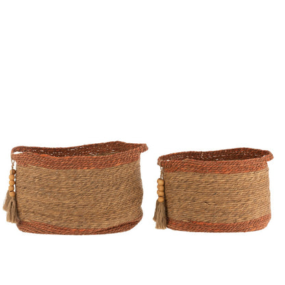 J-Line manden Ovaal - jute - naturel/bruin