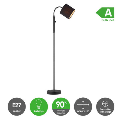 Home Sweet Home Moderne Vloerlamp - Staande Leeslamp - dimbaar