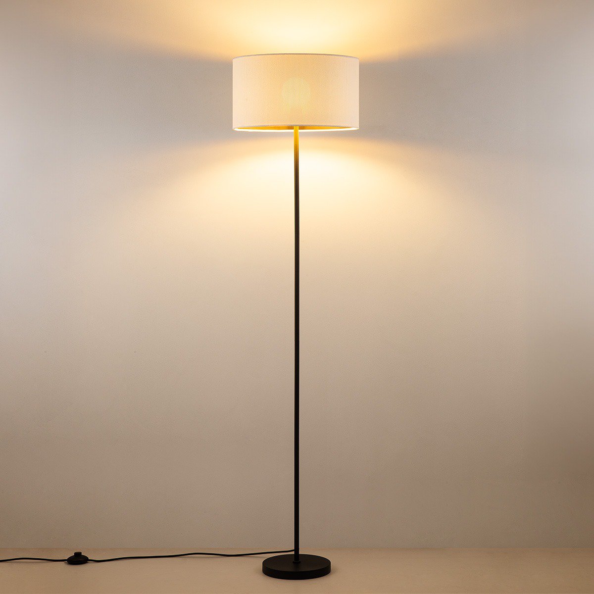 Home Sweet Home Cylindrische Corduroy Vloerlamp - Wit - ø40 x 165 cm