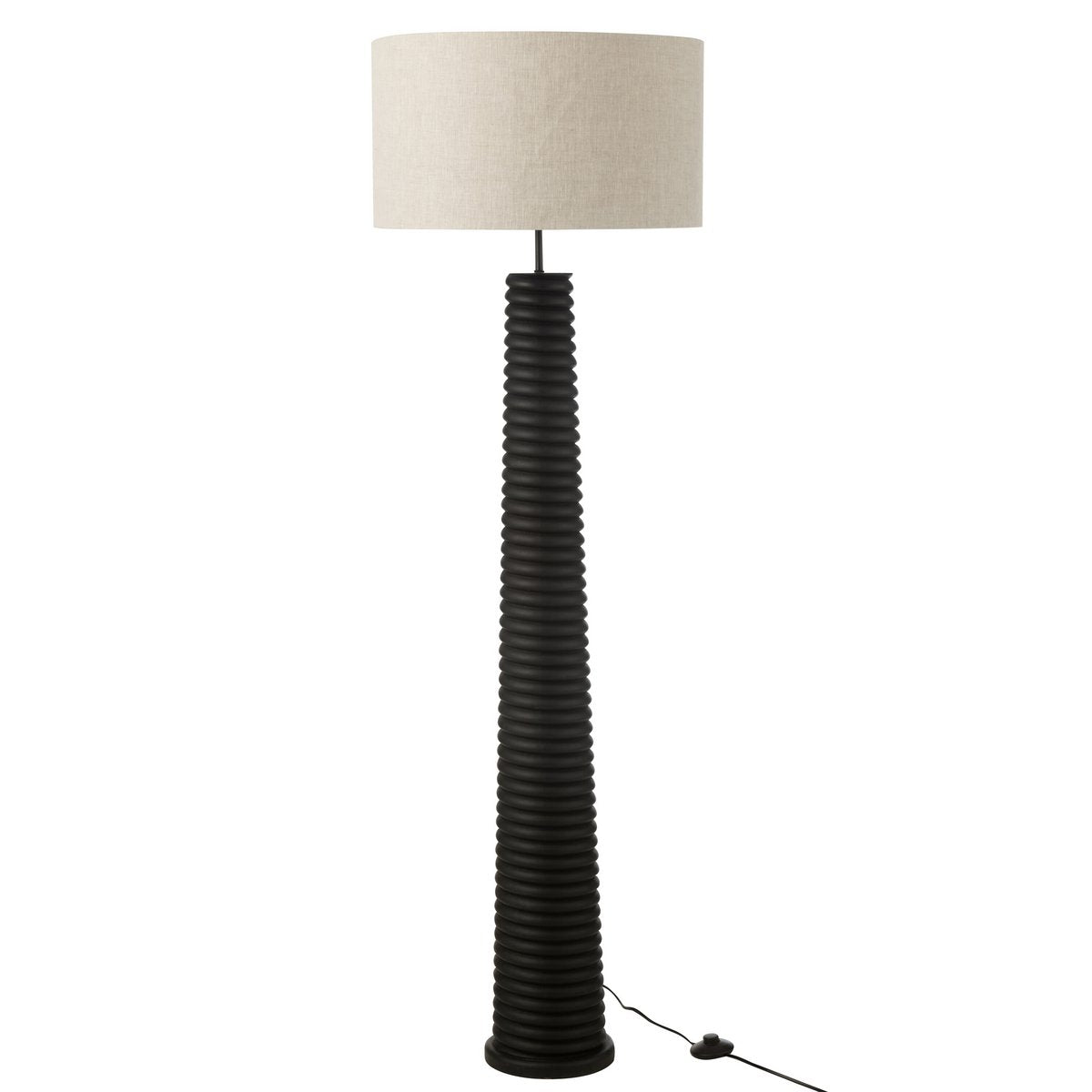 J-Line Vloerlamp Schroefdraad Ailanthus Hout Zwart/Grijs