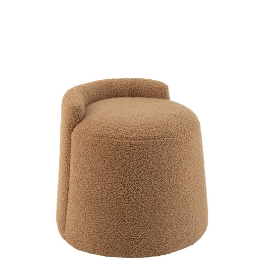 J-Line Poef Teddy Rond+Rugleuing Bouclé Camel