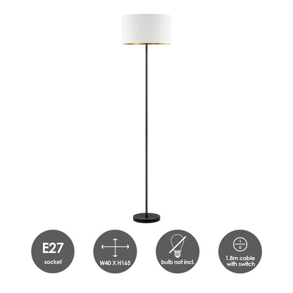 Home Sweet Home Cylindrische Corduroy Vloerlamp - Wit - ø40 x 165 cm