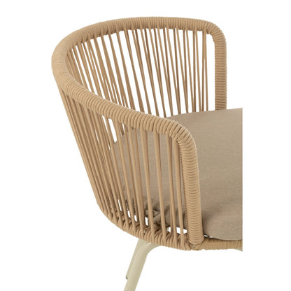 J-Line Stoel Toa Metaal/Koord Beige