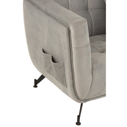 J-Line zetel Lounge - 1 pers - textiel/metaal - lichtgrijs