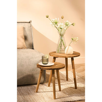 Bold Bijzettafel - H43 x Ø40 cm - Gerecycled Hout - Bruin