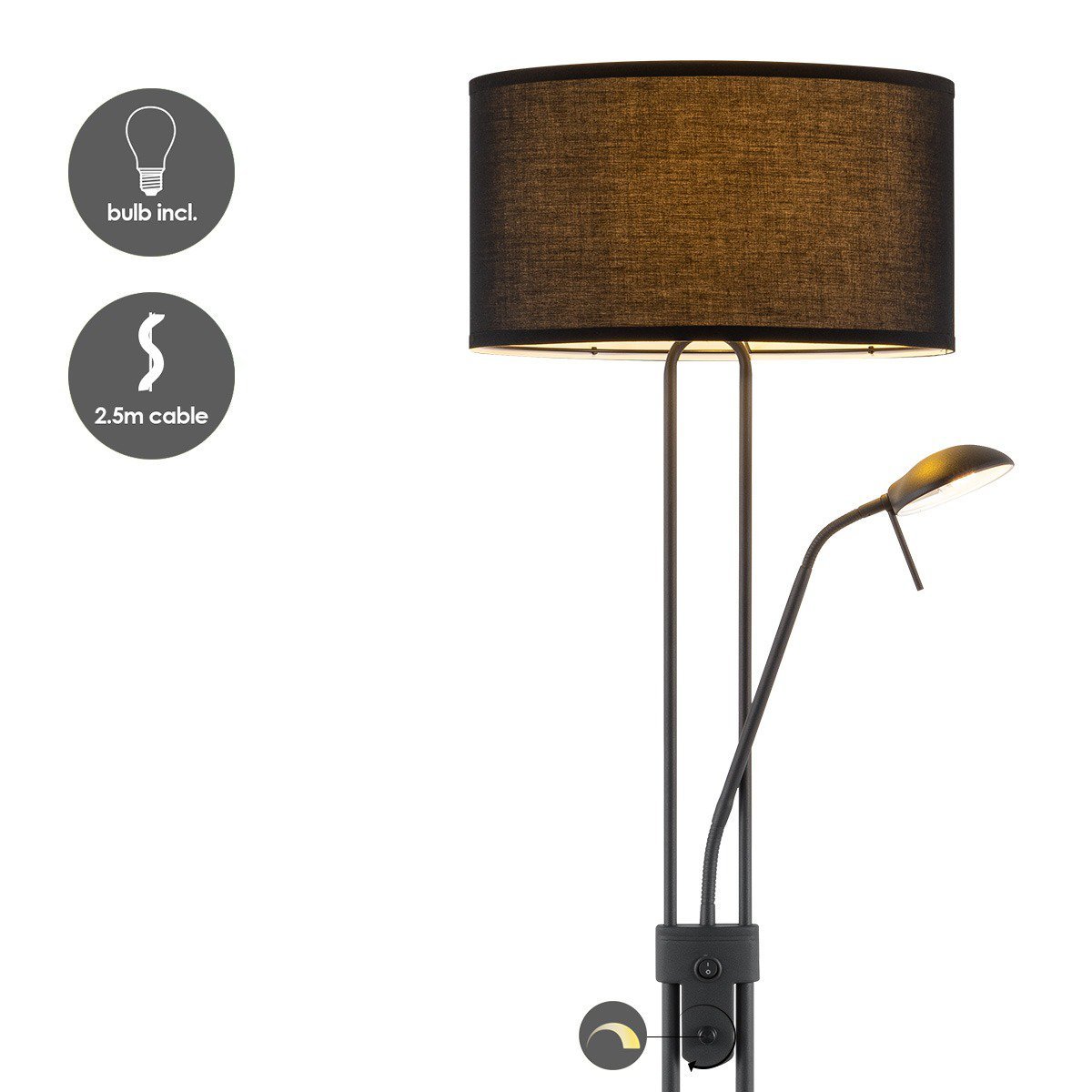 Home Sweet Home Moderne Vloerlamp - 40/40/170cm - Linnen Lampenkap