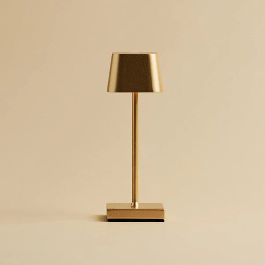 Sarphati Mini Gold draadloze tafellamp - draadloos oplaadbaar via laadstation, dimbare lamp en 3 lichtmodi