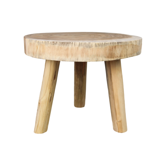 HSM Collection-Ronde Bijzettafel Boomschijf-ø40x40-Naturel-Munggur