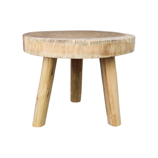 HSM Collection-Ronde Bijzettafel Boomschijf-ø40x40-Naturel-Munggur