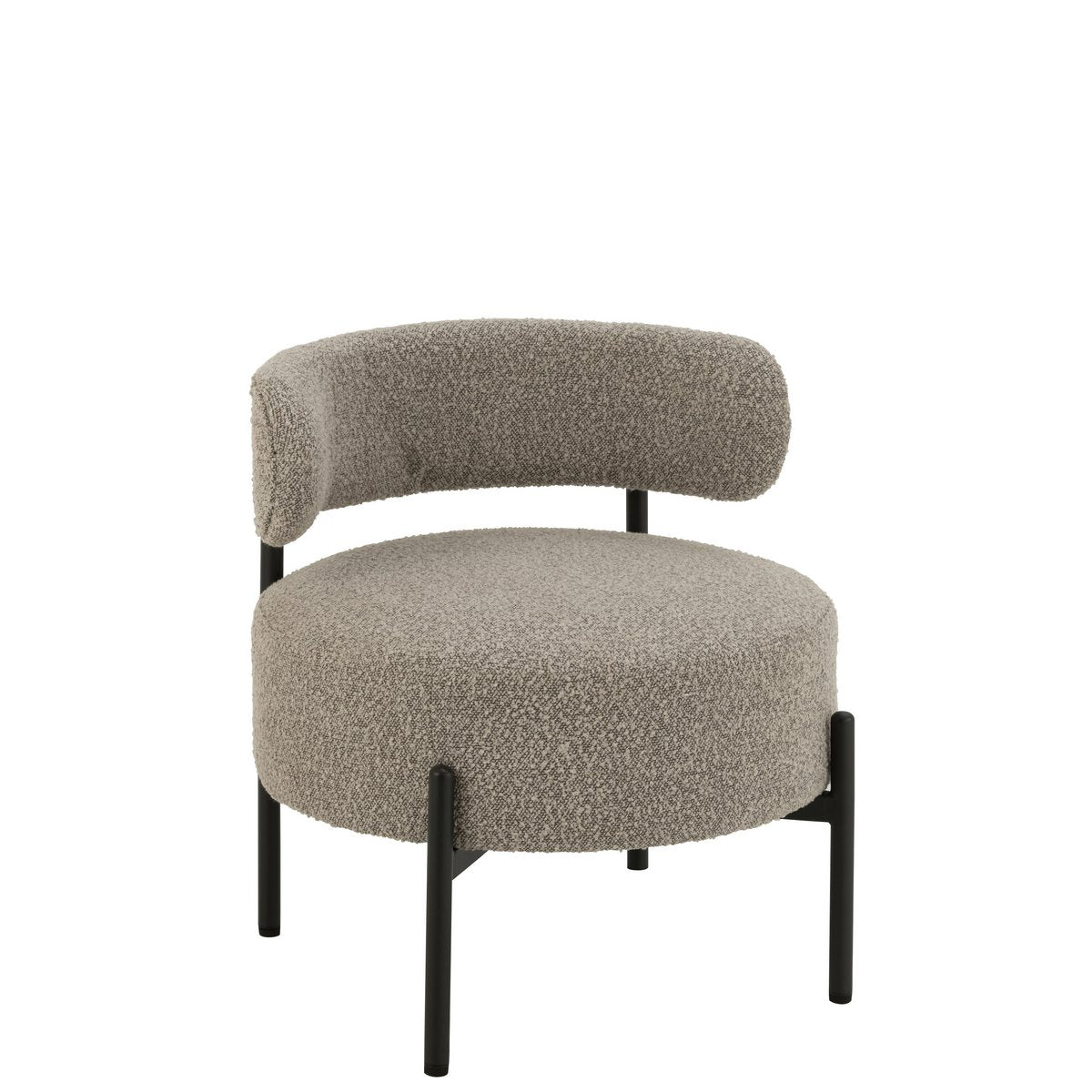 J-Line loungestoel Bouclé - multiplex/polyester - grijs/zwart