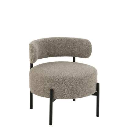 J-Line loungestoel Bouclé - multiplex/polyester - grijs/zwart