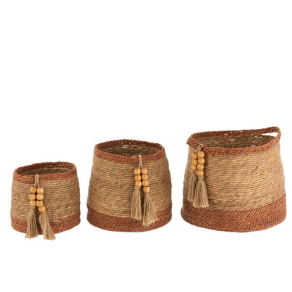 J-Line Manden Rond - jute - naturel/bruin