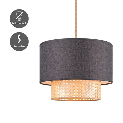Home Sweet Home Hanglamp Cane Weave - Zwart - 30x30x129cm