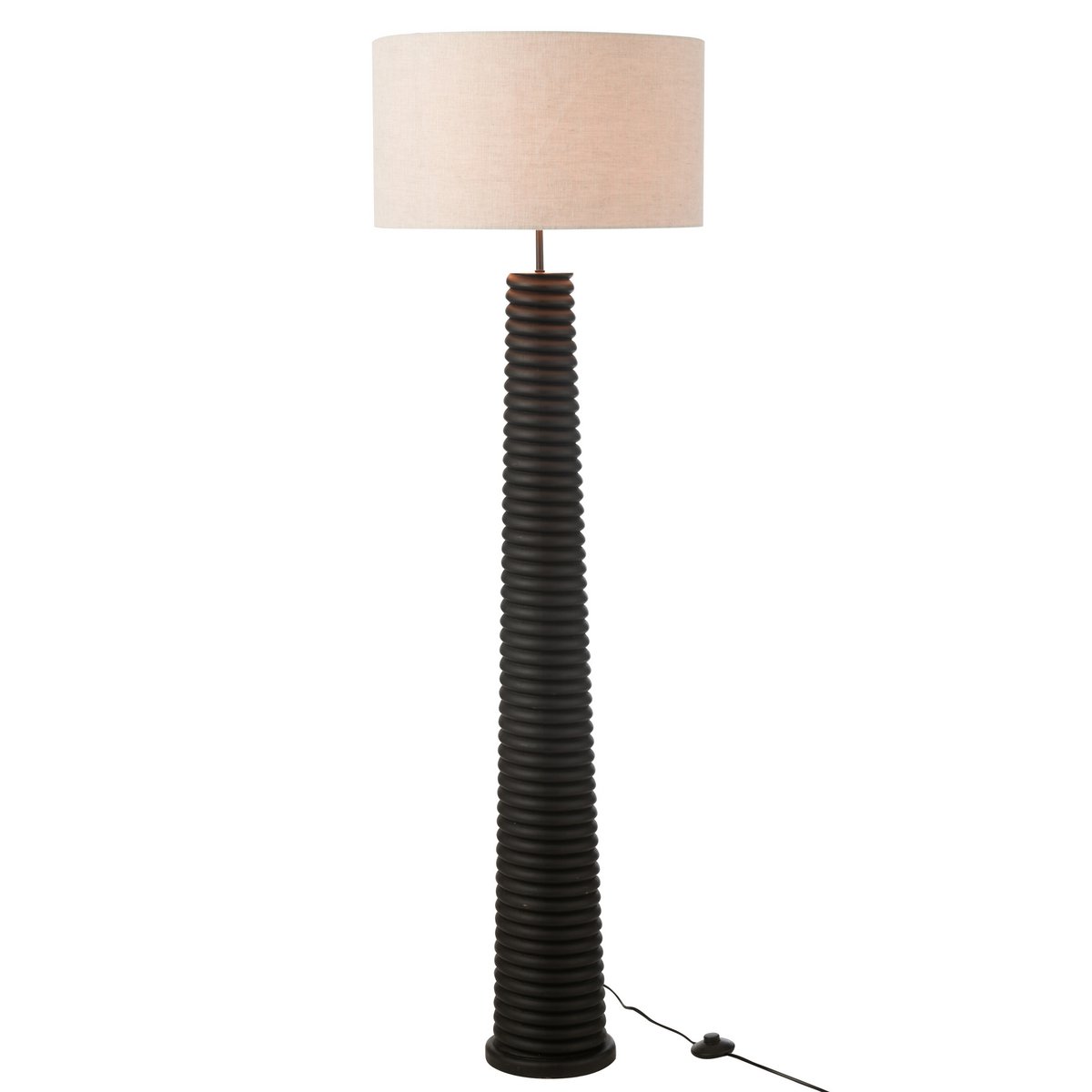 J-Line Vloerlamp Schroefdraad Ailanthus Hout Zwart/Grijs