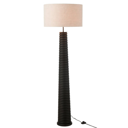 J-Line Vloerlamp Schroefdraad Ailanthus Hout Zwart/Grijs
