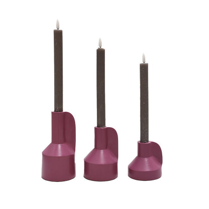 Kaarshouder - Alota Mauve Ø9 x H17/13/9 cm - set van 3