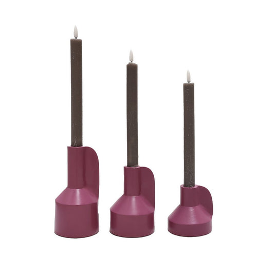 Kaarshouder - Alota mauve Ø9 x H17/13/9 cm - set van 3