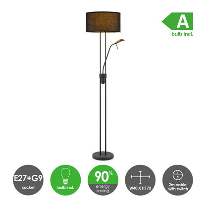 Home Sweet Home Moderne Vloerlamp - 40/40/170cm - Linnen Lampenkap