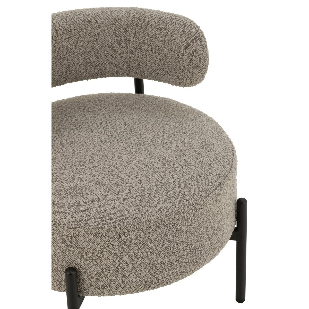 J-Line loungestoel Bouclé - multiplex/polyester - grijs/zwart