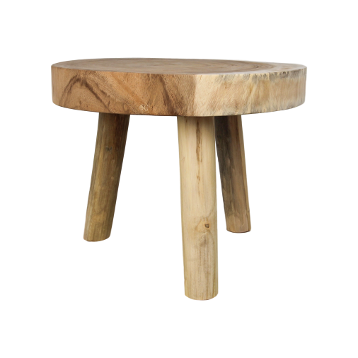 HSM Collection-Ronde Bijzettafel Boomschijf-ø40x40-Naturel-Munggur
