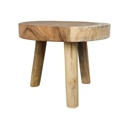 HSM Collection-Ronde Bijzettafel Boomschijf-ø40x40-Naturel-Munggur