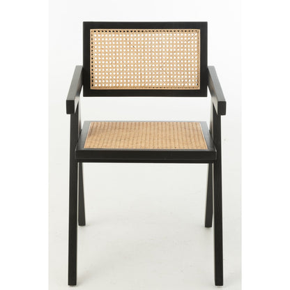 J-Line Stoel Rooster Essenhout/Rattan Zwart