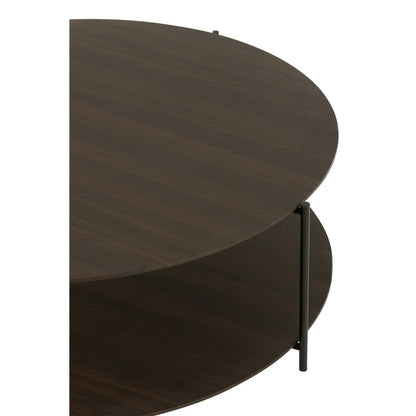 J-Line Salontafel Rond Mdf/Metaal Donkerbruin Large