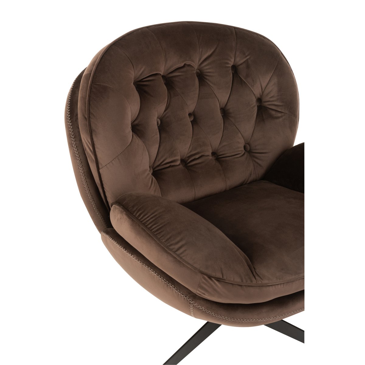 J-Line zetel Relax -+ voetbank - metaal/textiel - donkerbruin