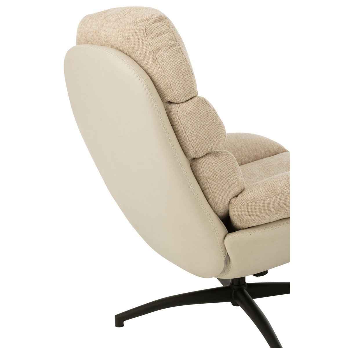 J-Line zetel Relax + Voetbank - metaal/multiplex - beige/zwart