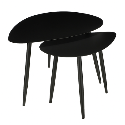 Bijzettafel - Set van 2 - L80 x B60 x H47 cm - Metaal - Zwart