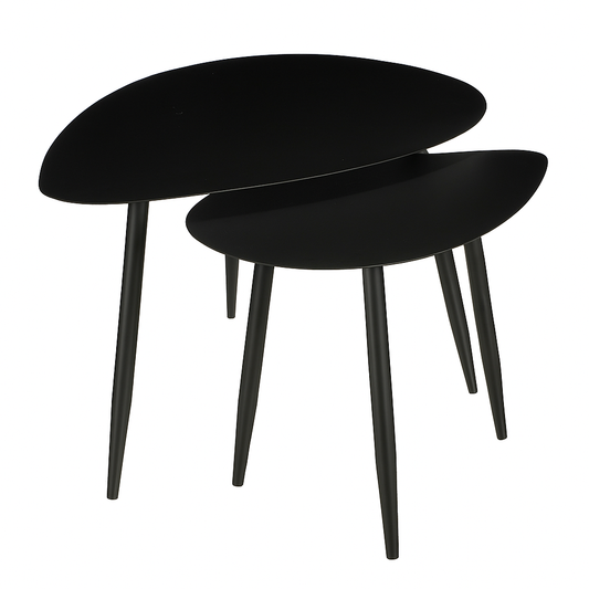Bijzettafel - Set van 2 - L80 x B60 x H47 cm - Metaal - Zwart